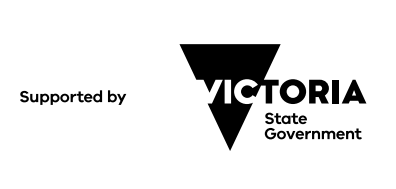 a black and white image that depicts sponsorship of the Victorian Government, including the logo